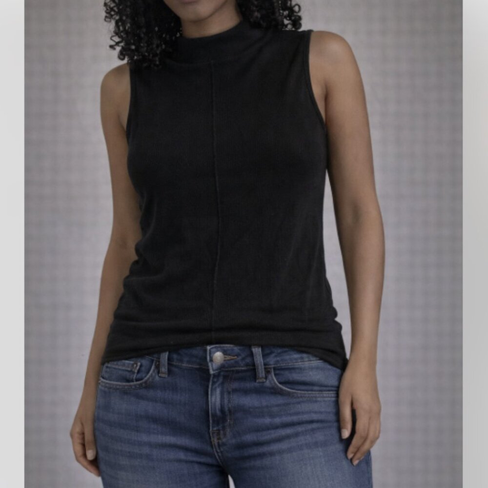 Everlane Sleeveless Ribbed Cotton Black Shirt M